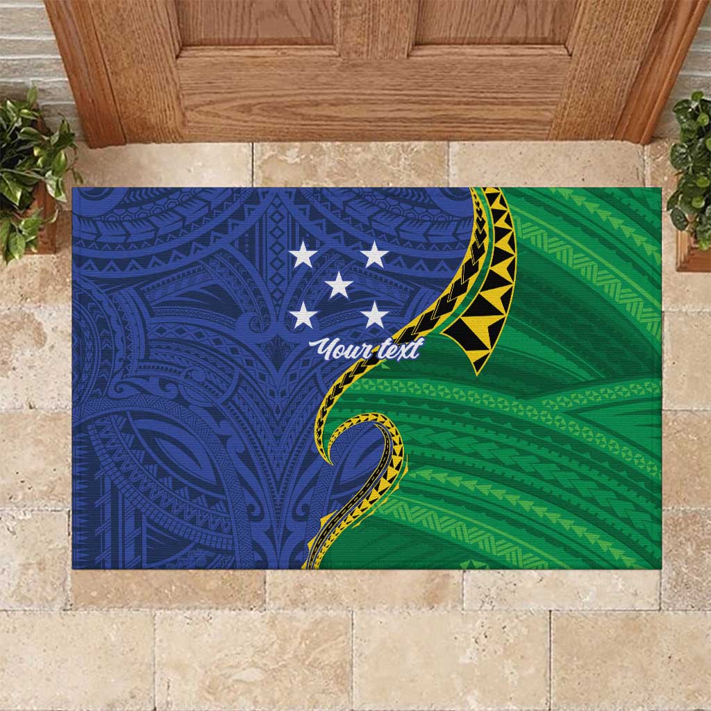 Solomon Islands Independence Day 1978 Personalised Rubber Doormat Polynesian Pattern with Flag Style
