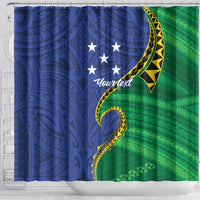 Solomon Islands Independence Day 1978 Personalised Shower Curtain Polynesian Pattern with Flag Style
