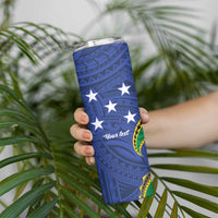 Solomon Islands Independence Day 1978 Personalised Skinny Tumbler Polynesian Pattern with Flag Style