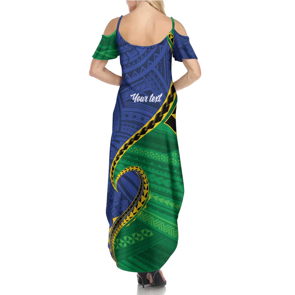 Solomon Islands Independence Day 1978 Personalised Summer Maxi Dress Polynesian Pattern with Flag Style