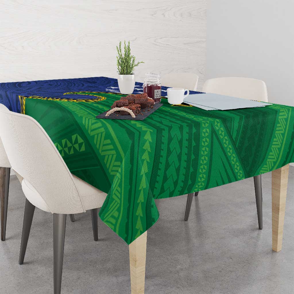 Solomon Islands Independence Day 1978 Personalised Tablecloth Polynesian Pattern with Flag Style