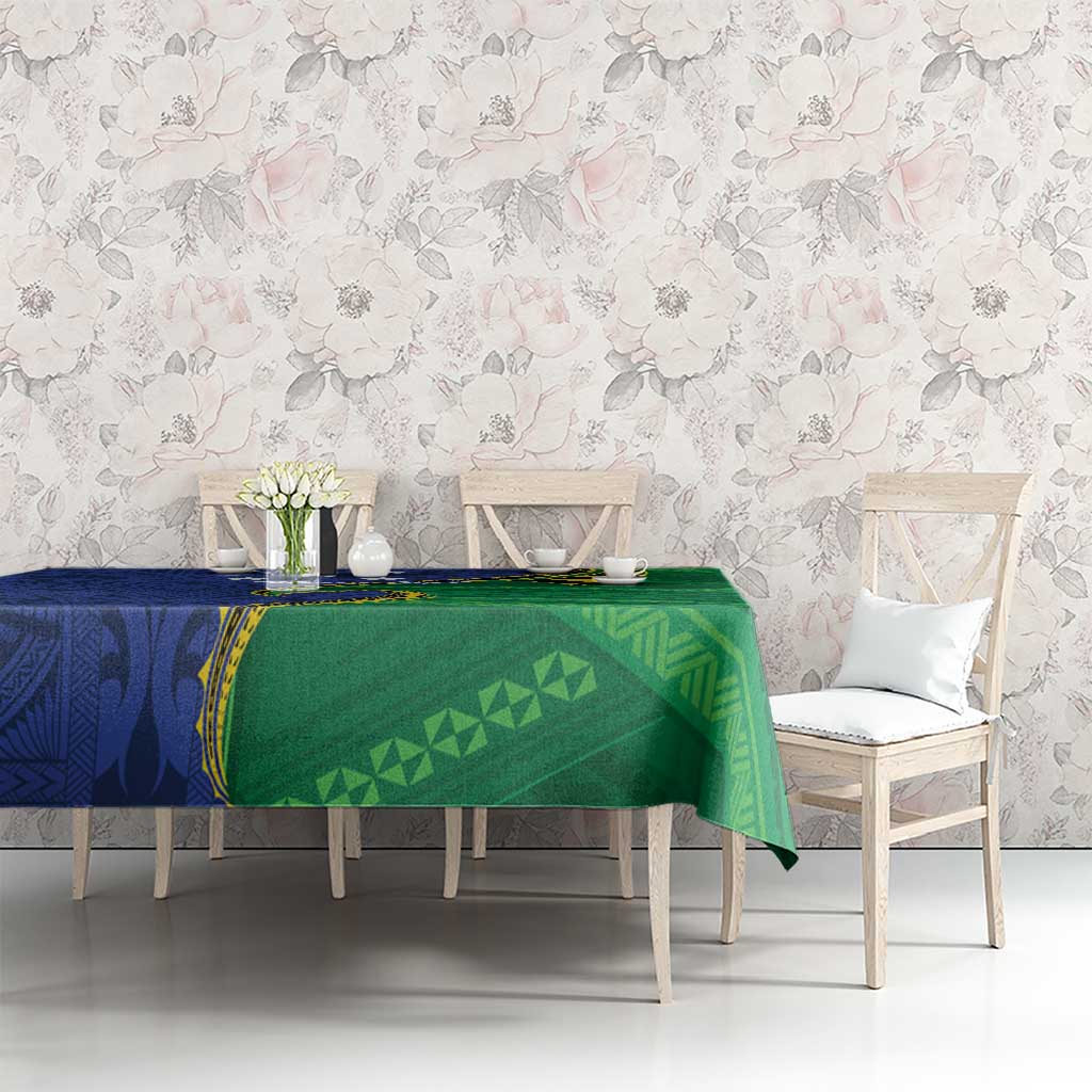 Solomon Islands Independence Day 1978 Personalised Tablecloth Polynesian Pattern with Flag Style