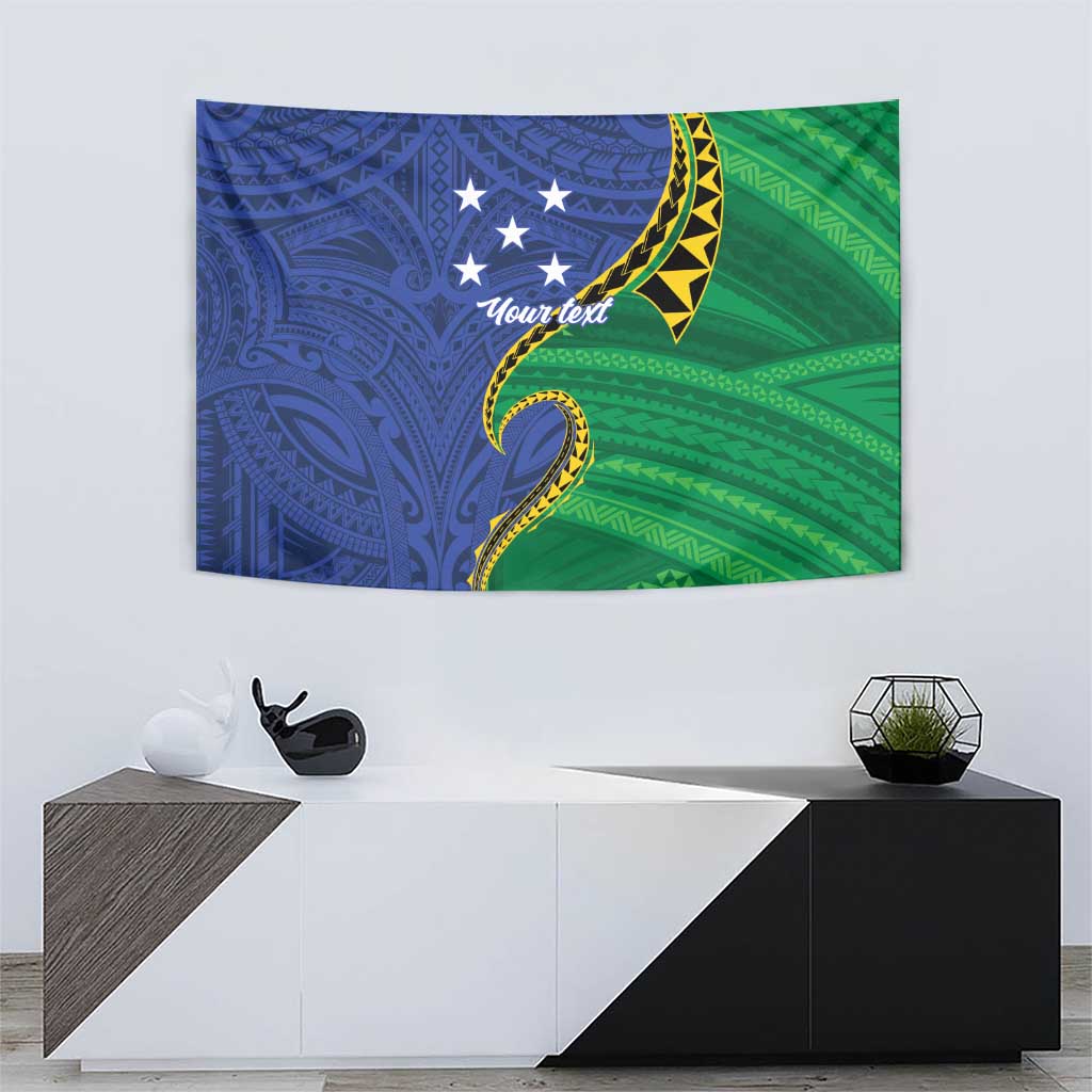 Solomon Islands Independence Day 1978 Personalised Tapestry Polynesian Pattern with Flag Style