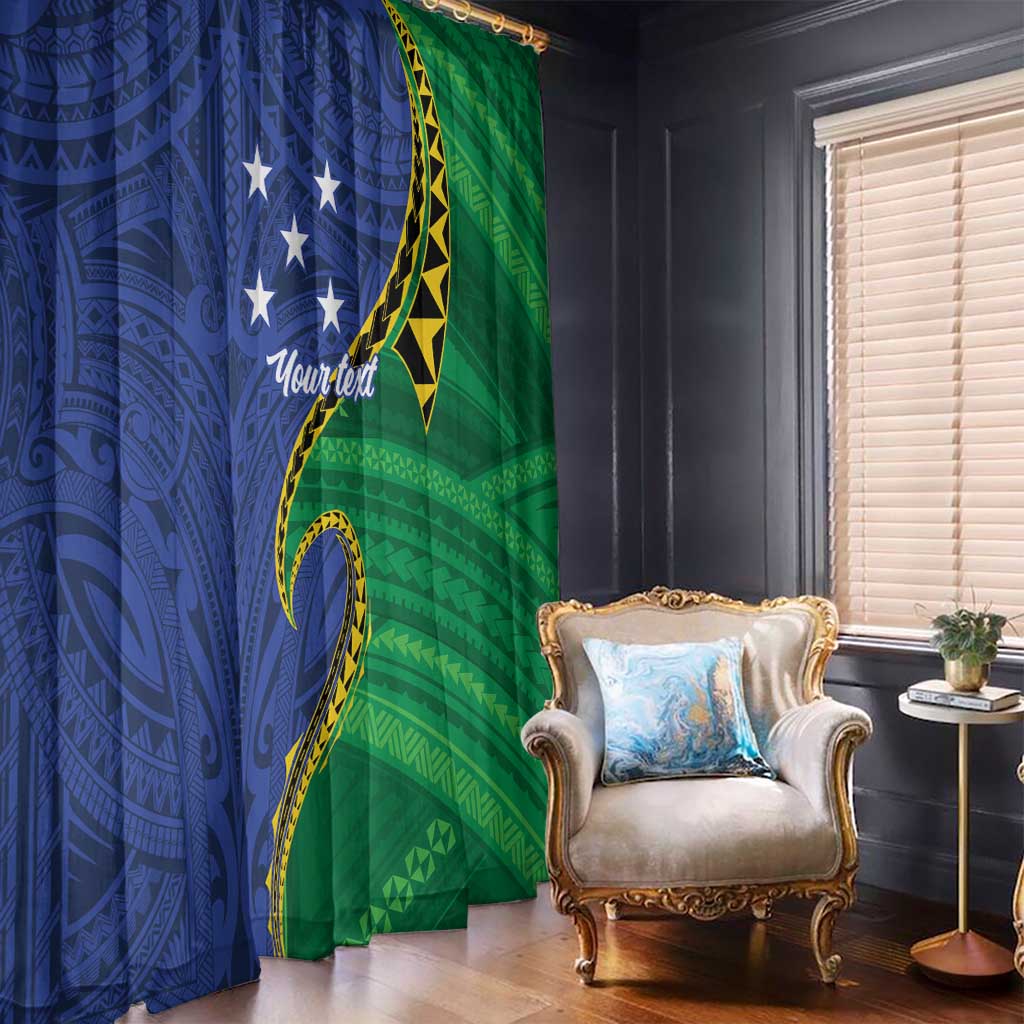Solomon Islands Independence Day 1978 Personalised Window Curtain Polynesian Pattern with Flag Style