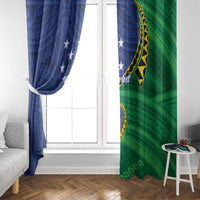 Solomon Islands Independence Day 1978 Personalised Window Curtain Polynesian Pattern with Flag Style