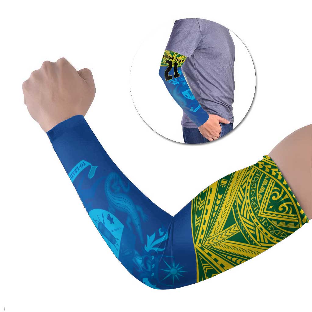 Solomon Islands Rugby Custom Arm Sleeves Simple Coat of arm Polynesian Pattern - Polynesian Pride