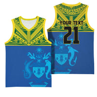 Solomon Islands Rugby Custom Basketball Jersey Simple Coat of arm Polynesian Pattern - Polynesian Pride