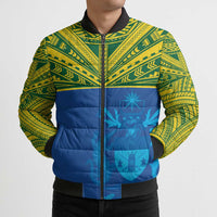 Solomon Islands Rugby Custom Bomber Puffer Jacket Simple Coat of arm Polynesian Pattern - Polynesian Pride
