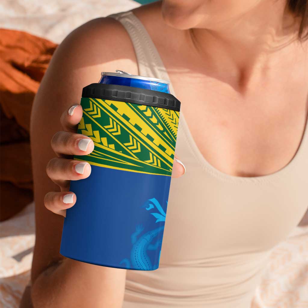 Solomon Islands Rugby Custom 4 in 1 Can Cooler Tumbler Simple Coat of arm Polynesian Pattern