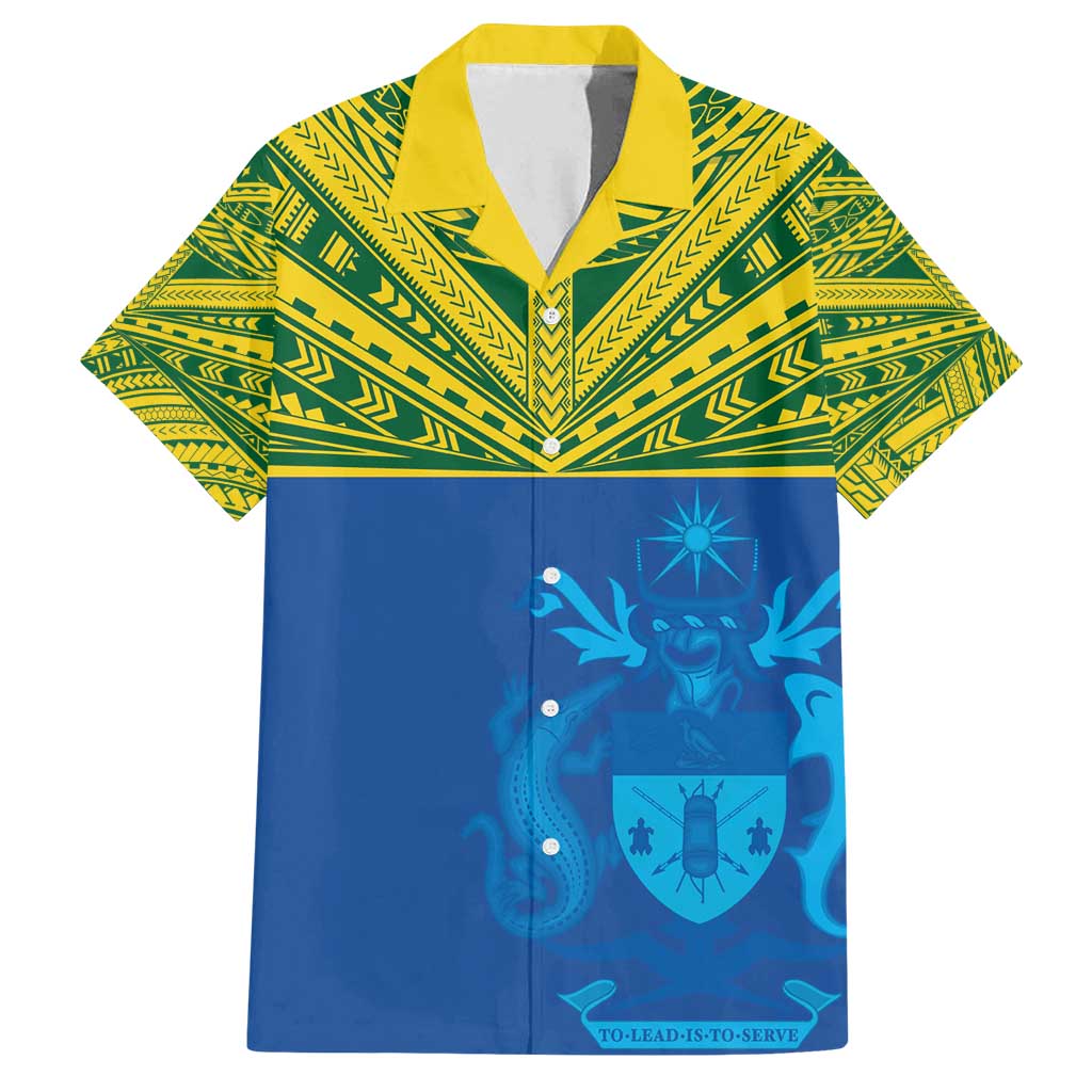 Solomon Islands Rugby Custom Family Matching Off Shoulder Maxi Dress and Hawaiian Shirt Simple Coat of arm Polynesian Pattern