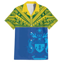 Solomon Islands Rugby Custom Family Matching Off Shoulder Maxi Dress and Hawaiian Shirt Simple Coat of arm Polynesian Pattern