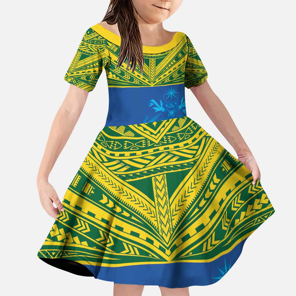 Solomon Islands Rugby Custom Family Matching Puletasi and Hawaiian Shirt Simple Coat of arm Polynesian Pattern