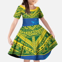 Solomon Islands Rugby Custom Family Matching Tank Maxi Dress and Hawaiian Shirt Simple Coat of arm Polynesian Pattern