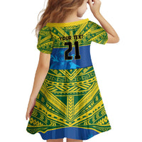 Solomon Islands Rugby Custom Family Matching Tank Maxi Dress and Hawaiian Shirt Simple Coat of arm Polynesian Pattern