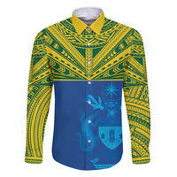 Solomon Islands Rugby Custom Family Matching Tank Maxi Dress and Hawaiian Shirt Simple Coat of arm Polynesian Pattern