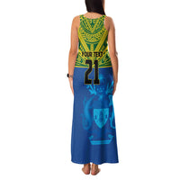Solomon Islands Rugby Custom Family Matching Tank Maxi Dress and Hawaiian Shirt Simple Coat of arm Polynesian Pattern
