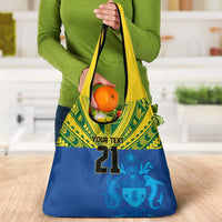 Solomon Islands Rugby Custom Grocery Bag Simple Coat of arm Polynesian Pattern