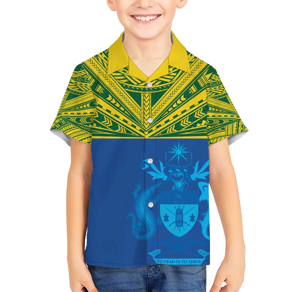 Solomon Islands Rugby Custom Hawaiian Shirt Simple Coat of arm Polynesian Pattern