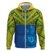 Solomon Islands Rugby Custom Hoodie Simple Coat of arm Polynesian Pattern