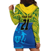 Solomon Islands Rugby Custom Hoodie Dress Simple Coat of arm Polynesian Pattern