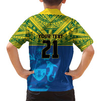 Solomon Islands Rugby Custom Kid Hawaiian Shirt Simple Coat of arm Polynesian Pattern