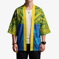 Solomon Islands Rugby Custom Kimono Simple Coat of arm Polynesian Pattern - Polynesian Pride