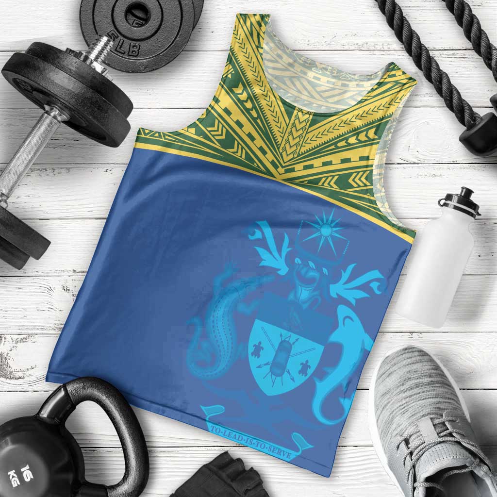 Solomon Islands Rugby Custom Men Tank Top Simple Coat of arm Polynesian Pattern