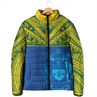 Solomon Islands Rugby Custom Padded Jacket Simple Coat of arm Polynesian Pattern - Polynesian Pride