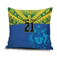 Solomon Islands Rugby Custom Pillow Cover Simple Coat of arm Polynesian Pattern - Polynesian Pride