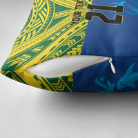 Solomon Islands Rugby Custom Pillow Cover Simple Coat of arm Polynesian Pattern - Polynesian Pride