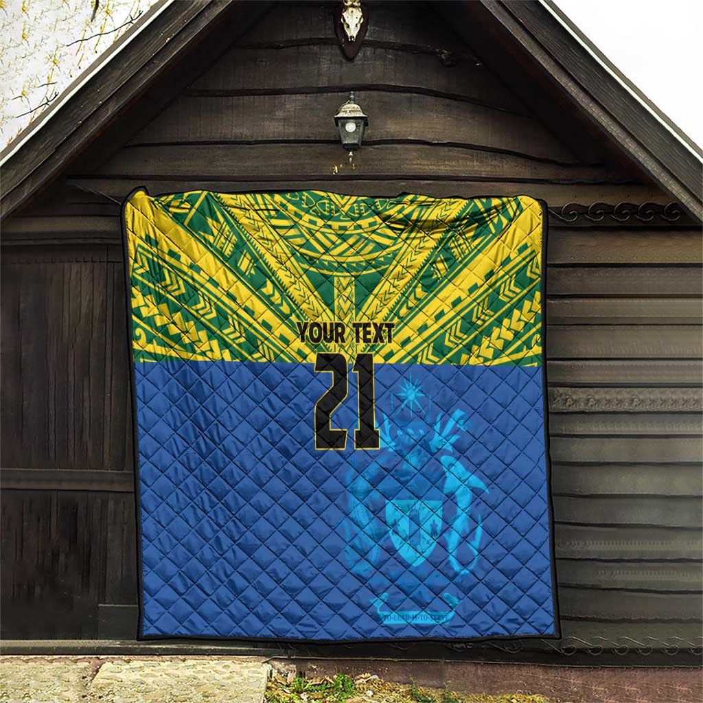 Solomon Islands Rugby Custom Quilt Simple Coat of arm Polynesian Pattern