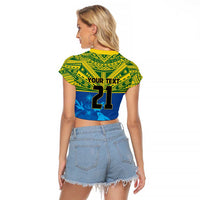 Solomon Islands Rugby Custom Raglan Cropped T Shirt Simple Coat of arm Polynesian Pattern LT9 - Polynesian Pride