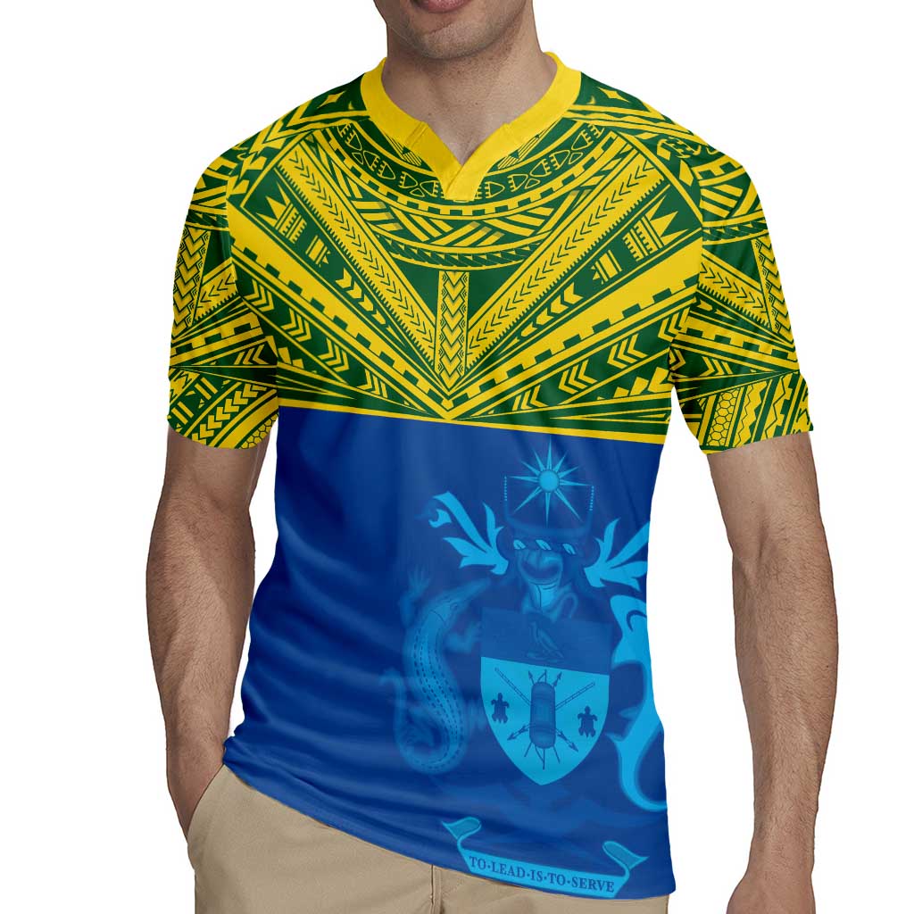 Solomon Islands Rugby Custom Rugby Jersey Simple Coat of arm Polynesian Pattern