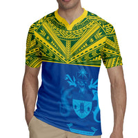 Solomon Islands Rugby Custom Rugby Jersey Simple Coat of arm Polynesian Pattern