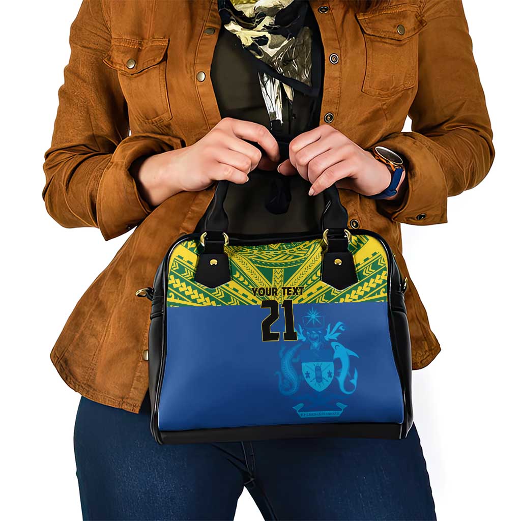 Solomon Islands Rugby Custom Shoulder Handbag Simple Coat of arm Polynesian Pattern