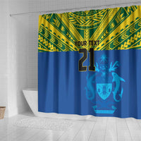 Solomon Islands Rugby Custom Shower Curtain Simple Coat of arm Polynesian Pattern