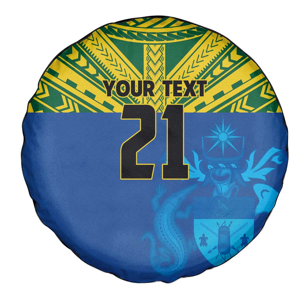 Solomon Islands Rugby Custom Spare Tire Cover Simple Coat of arm Polynesian Pattern