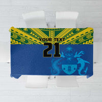 Solomon Islands Rugby Custom Tablecloth Simple Coat of arm Polynesian Pattern