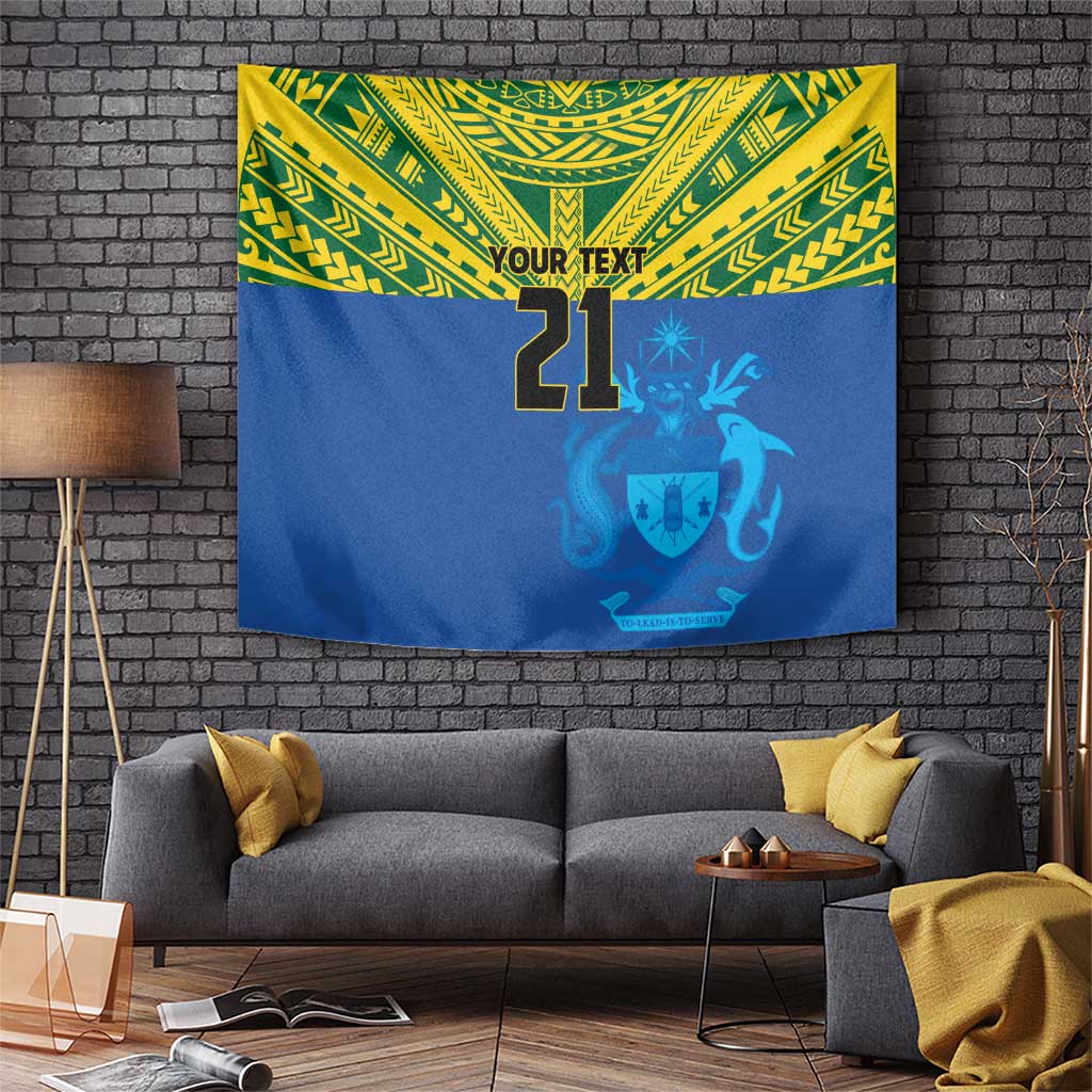 Solomon Islands Rugby Custom Tapestry Simple Coat of arm Polynesian Pattern