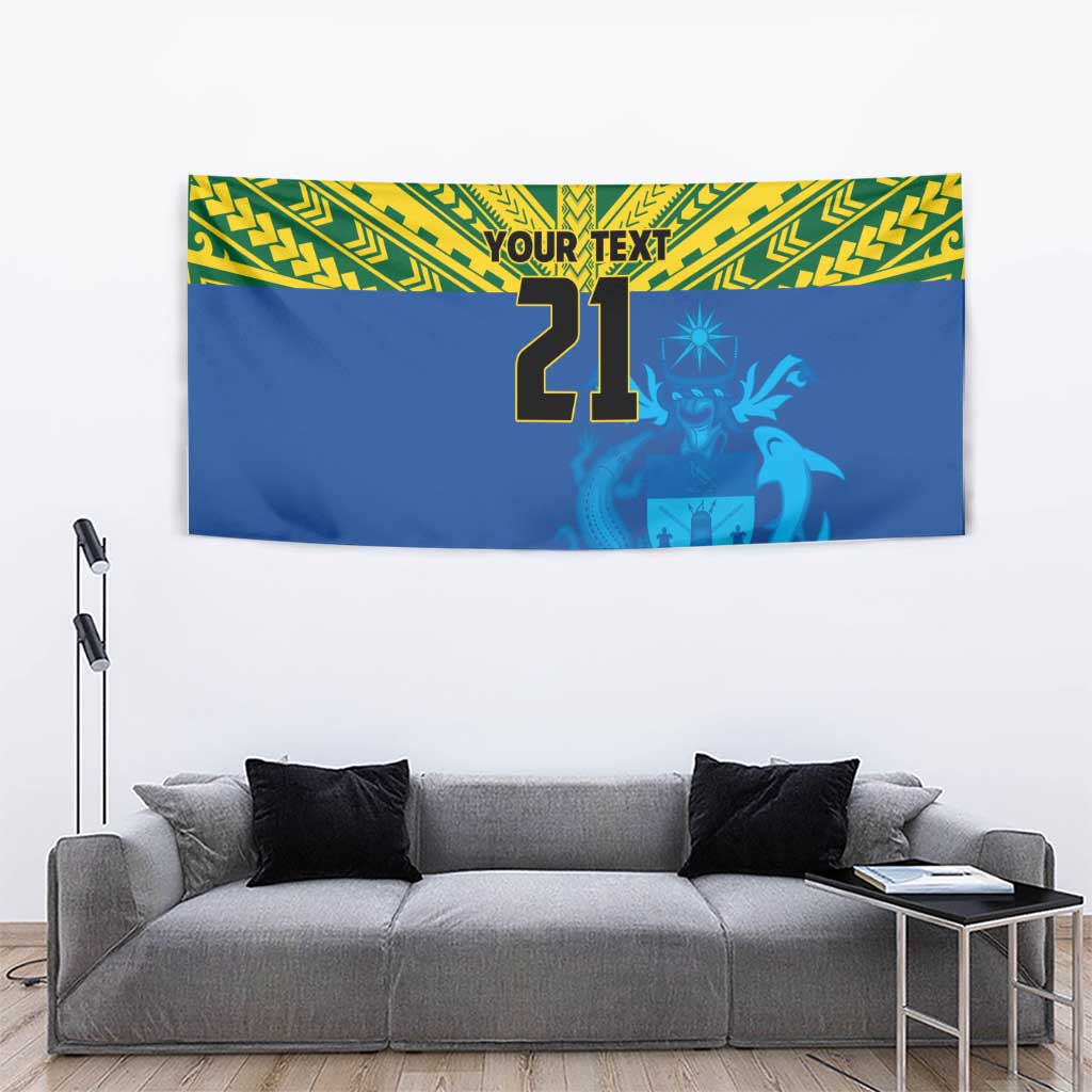 Solomon Islands Rugby Custom Tapestry Simple Coat of arm Polynesian Pattern