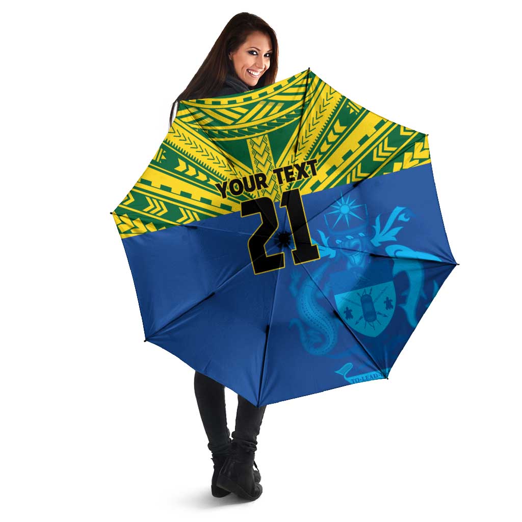 Solomon Islands Rugby Custom Umbrella Simple Coat of arm Polynesian Pattern - Polynesian Pride