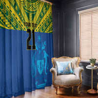 Solomon Islands Rugby Custom Window Curtain Simple Coat of arm Polynesian Pattern