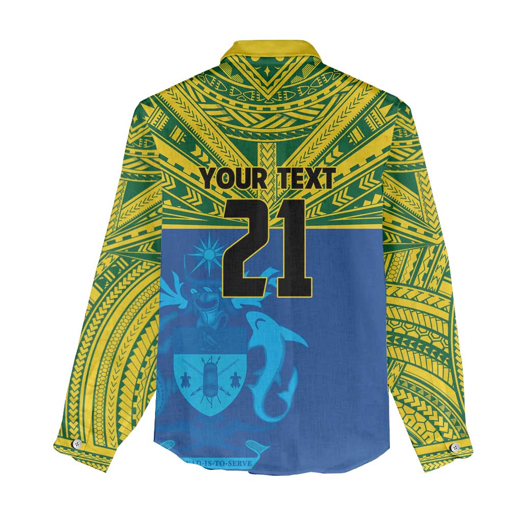 Solomon Islands Rugby Custom Women Casual Shirt Simple Coat of arm Polynesian Pattern