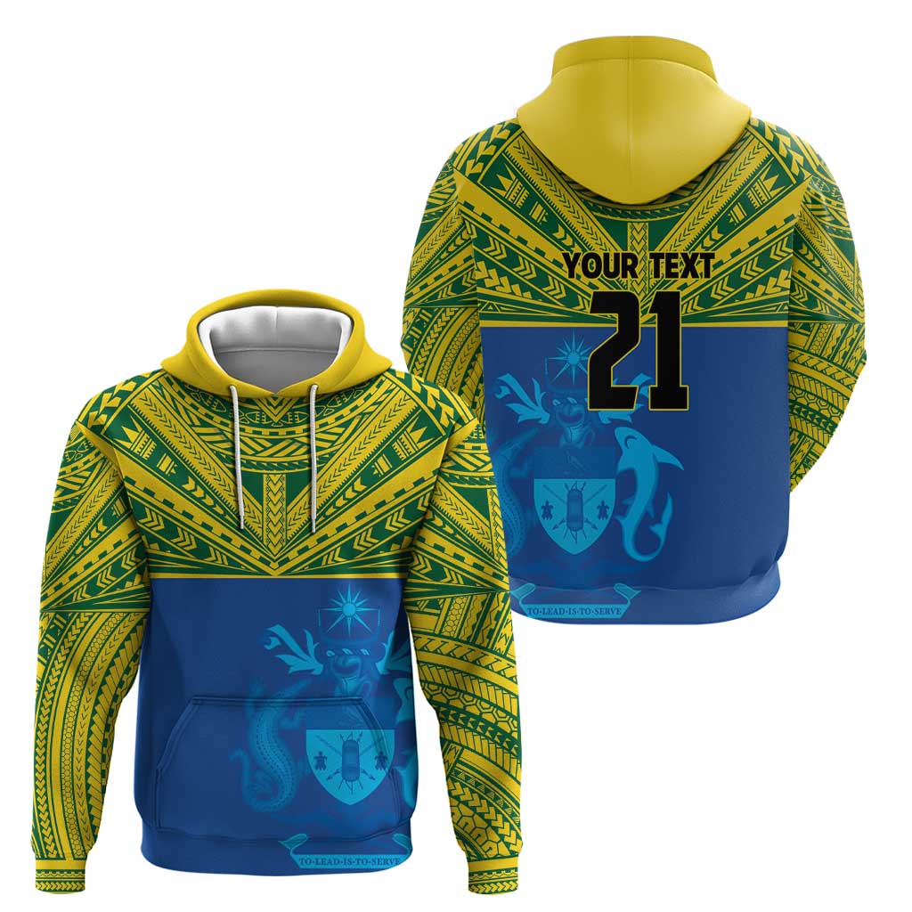 Solomon Islands Rugby Custom Zip Hoodie Simple Coat of arm Polynesian Pattern