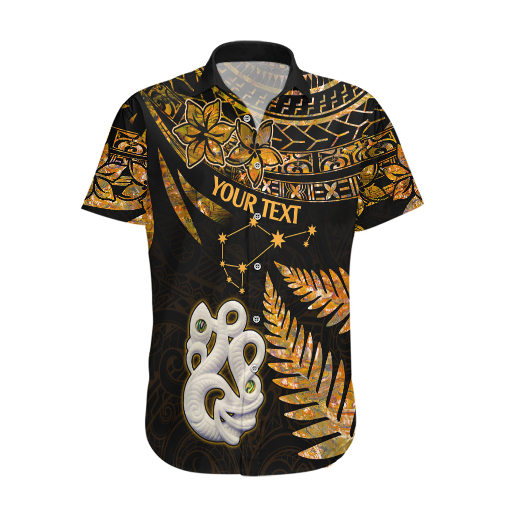 Custom Maori Hawaiian Shirt Matariki Stars Manaia with Paua Shell - Gold LT9 Gold - Polynesian Pride