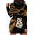 Custom Maori Hoodie Dress Matariki Stars Manaia with Paua Shell - Gold LT9 - Polynesian Pride