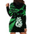 Maori Hoodie Dress Matariki Stars Manaia with Paua Shell - Green LT9 - Polynesian Pride