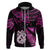 Custom New Zealand Hoodie Matariki NZ Manaia with Paua Shell Pink LT9 Zip Hoodie Pink - Polynesian Pride