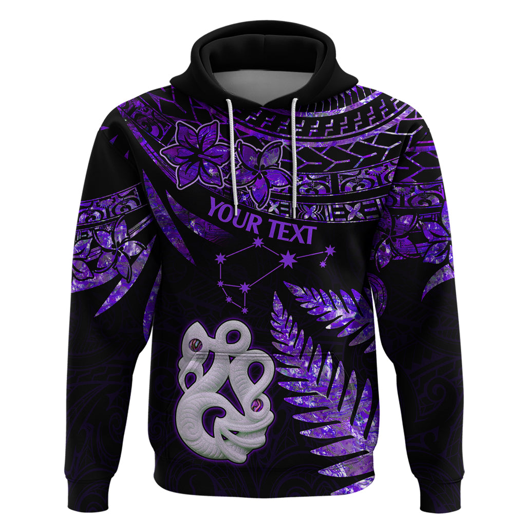 Custom New Zealand Hoodie Matariki NZ Manaia with Paua Shell Purple LT9 Pullover Hoodie Purple - Polynesian Pride