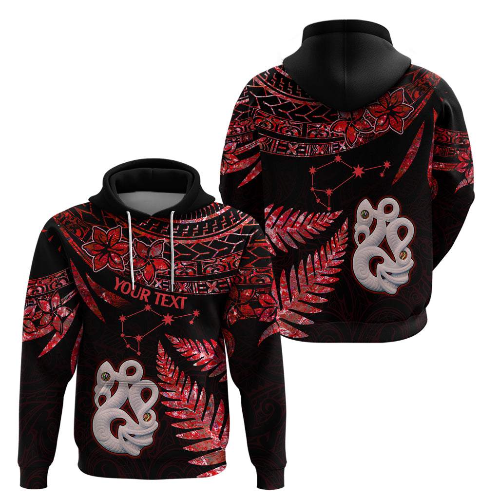 Custom Matariki Hoodie NZ New Year Manaia with Paua Shell Red LT9 - Polynesian Pride